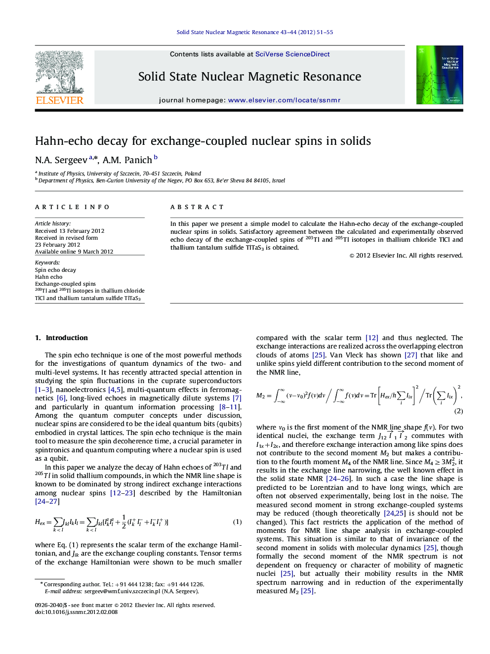 Hahn-echo decay for exchange-coupled nuclear spins in solids