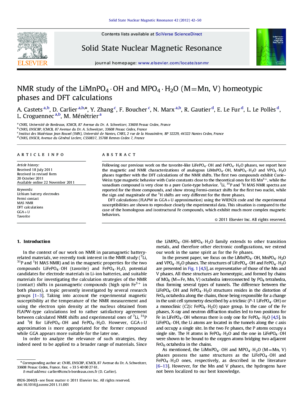 NMR study of the LiMnPO4Â·OH and MPO4Â·H2O (M=Mn, V) homeotypic phases and DFT calculations