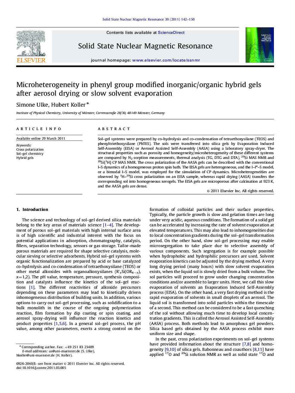 Microheterogeneity in phenyl group modified inorganic/organic hybrid gels after aerosol drying or slow solvent evaporation