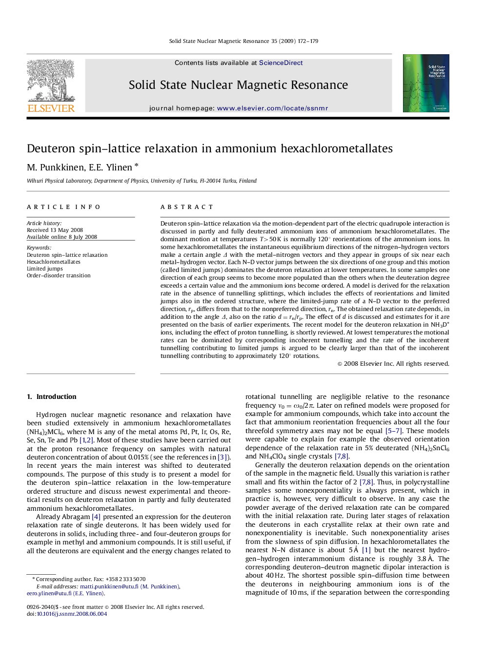 Deuteron spin-lattice relaxation in ammonium hexachlorometallates