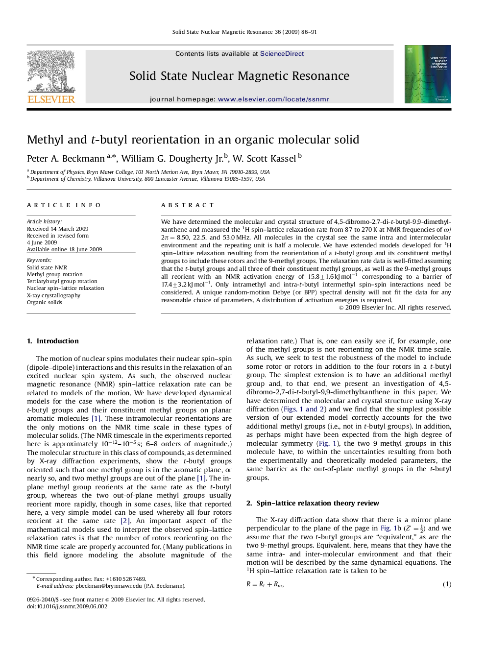 Methyl and t-butyl reorientation in an organic molecular solid