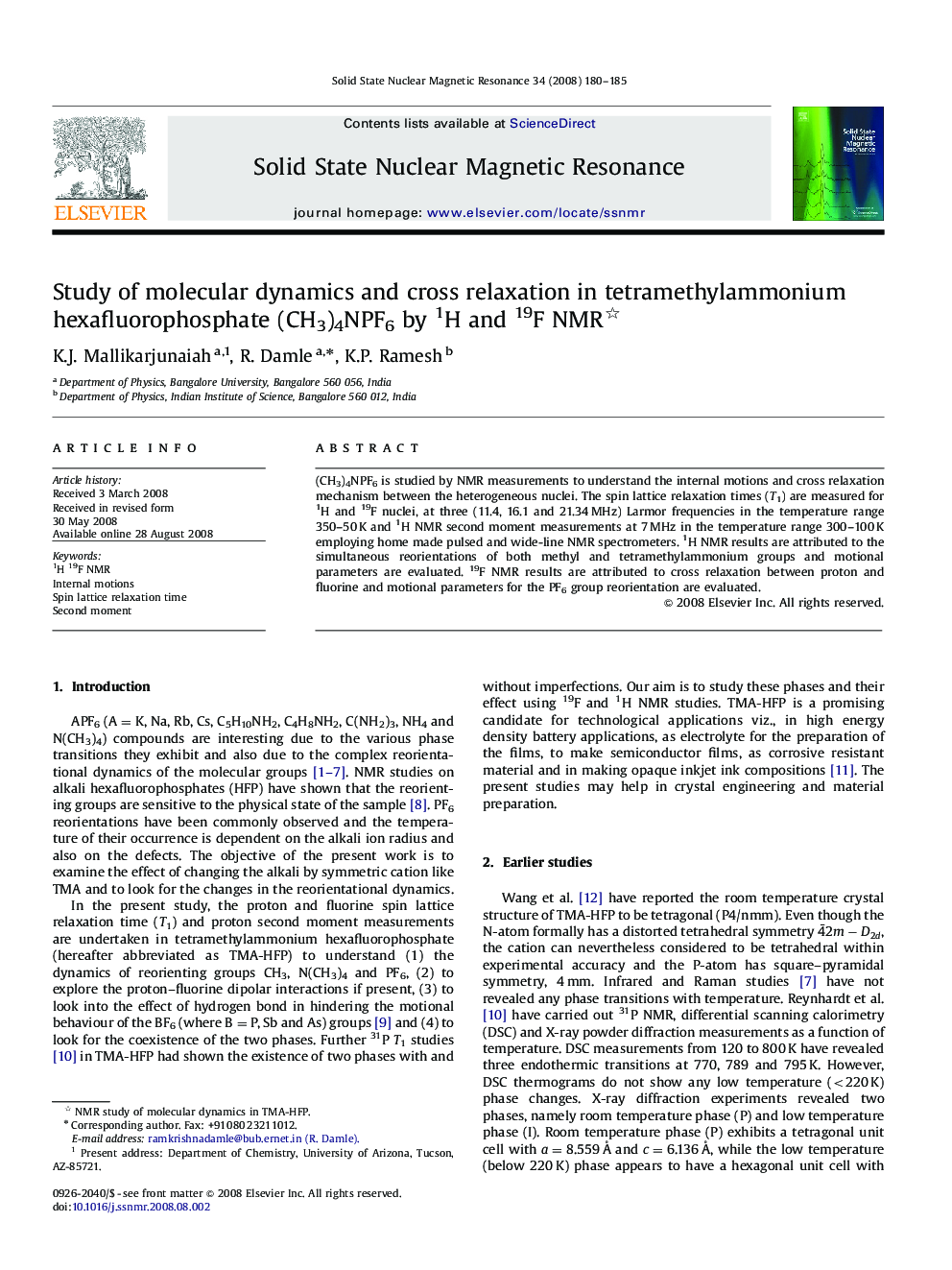 Study of molecular dynamics and cross relaxation in tetramethylammonium hexafluorophosphate (CH3)4NPF6 by 1H and 19F NMR