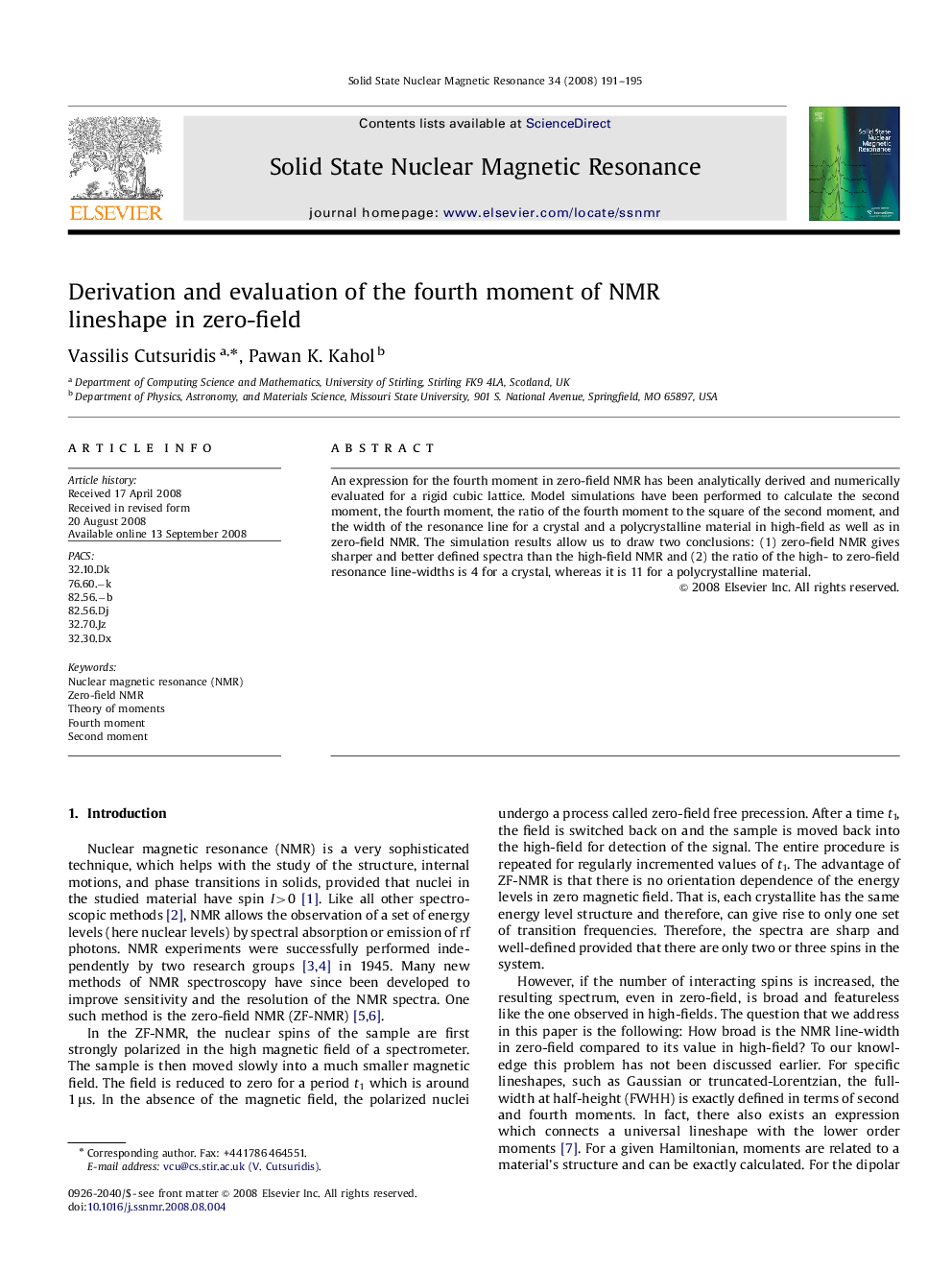 Derivation and evaluation of the fourth moment of NMR lineshape in zero-field