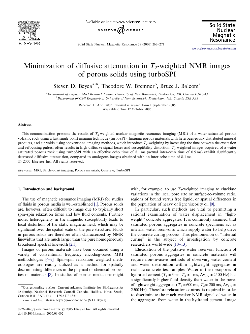 Minimization of diffusive attenuation in T2-weighted NMR images of porous solids using turboSPI