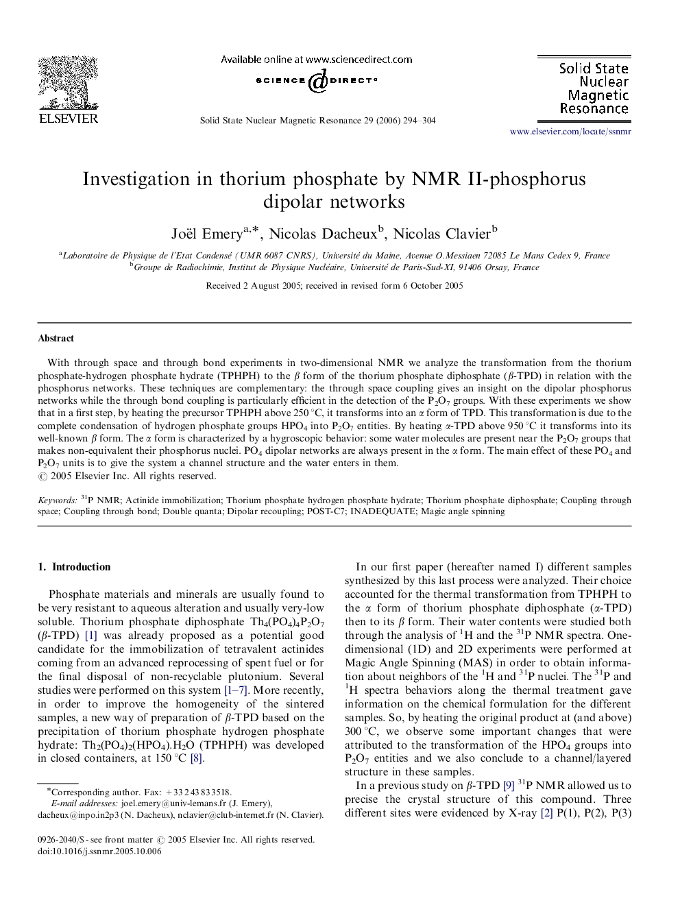 Investigation in thorium phosphate by NMR II-phosphorus dipolar networks
