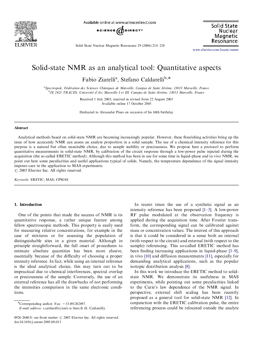 Solid-state NMR as an analytical tool: Quantitative aspects