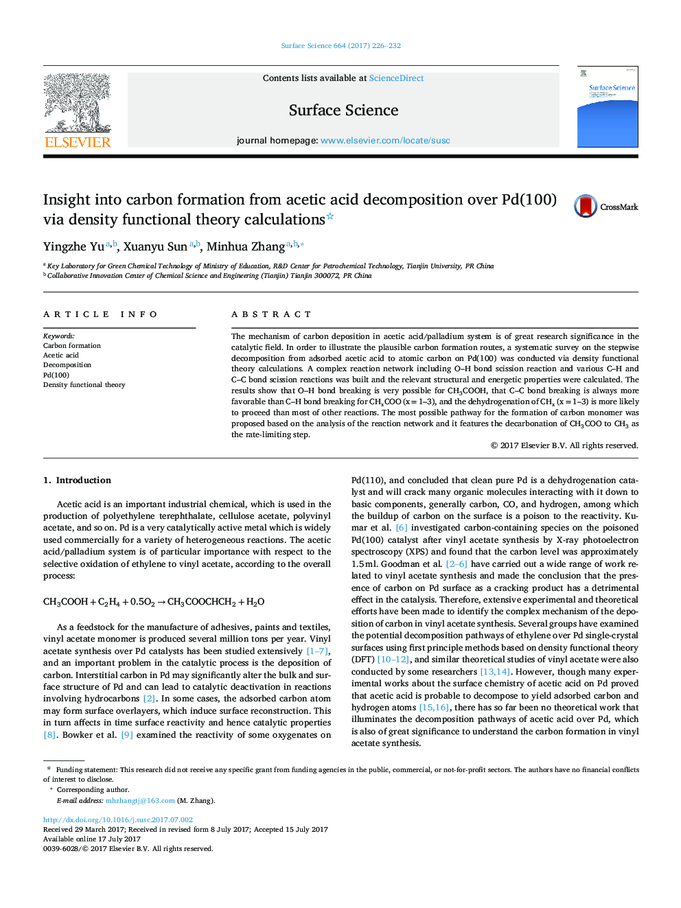 Insight into carbon formation from acetic acid decomposition over Pd(100) via density functional theory calculations