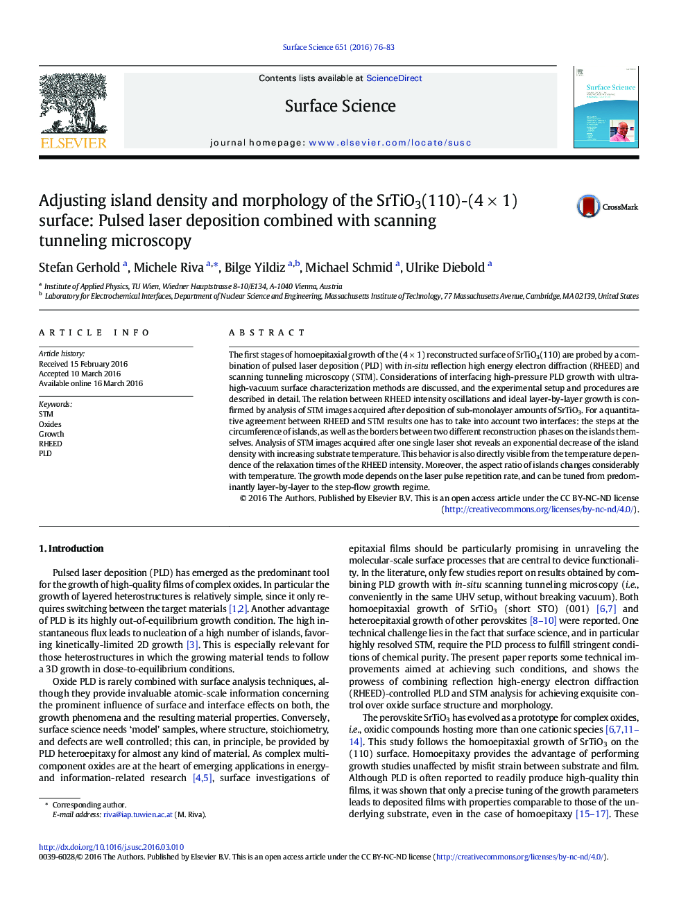 Adjusting island density and morphology of the SrTiO3(110)-(4Â ÃÂ 1) surface: Pulsed laser deposition combined with scanning tunneling microscopy