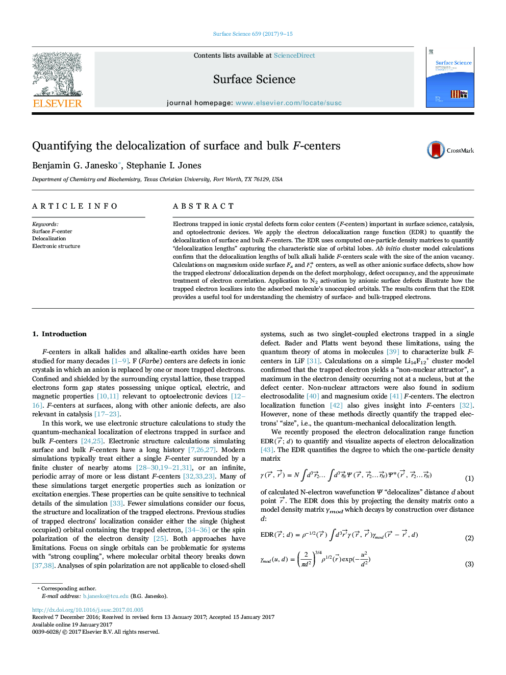 Quantifying the delocalization of surface and bulk F-centers