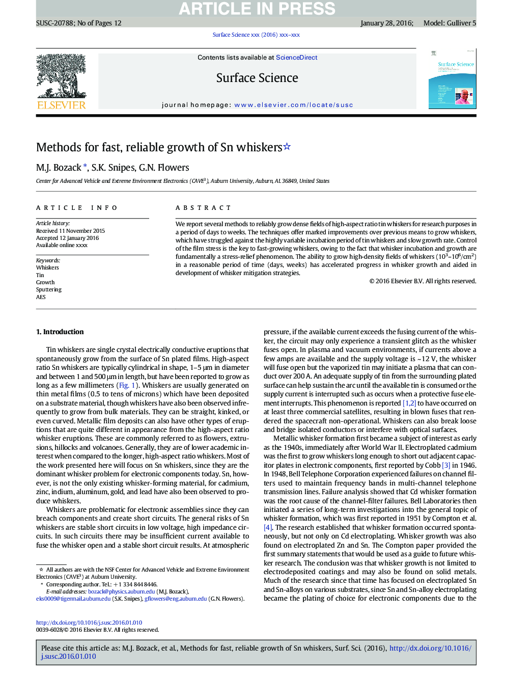 Methods for fast, reliable growth of Sn whiskers
