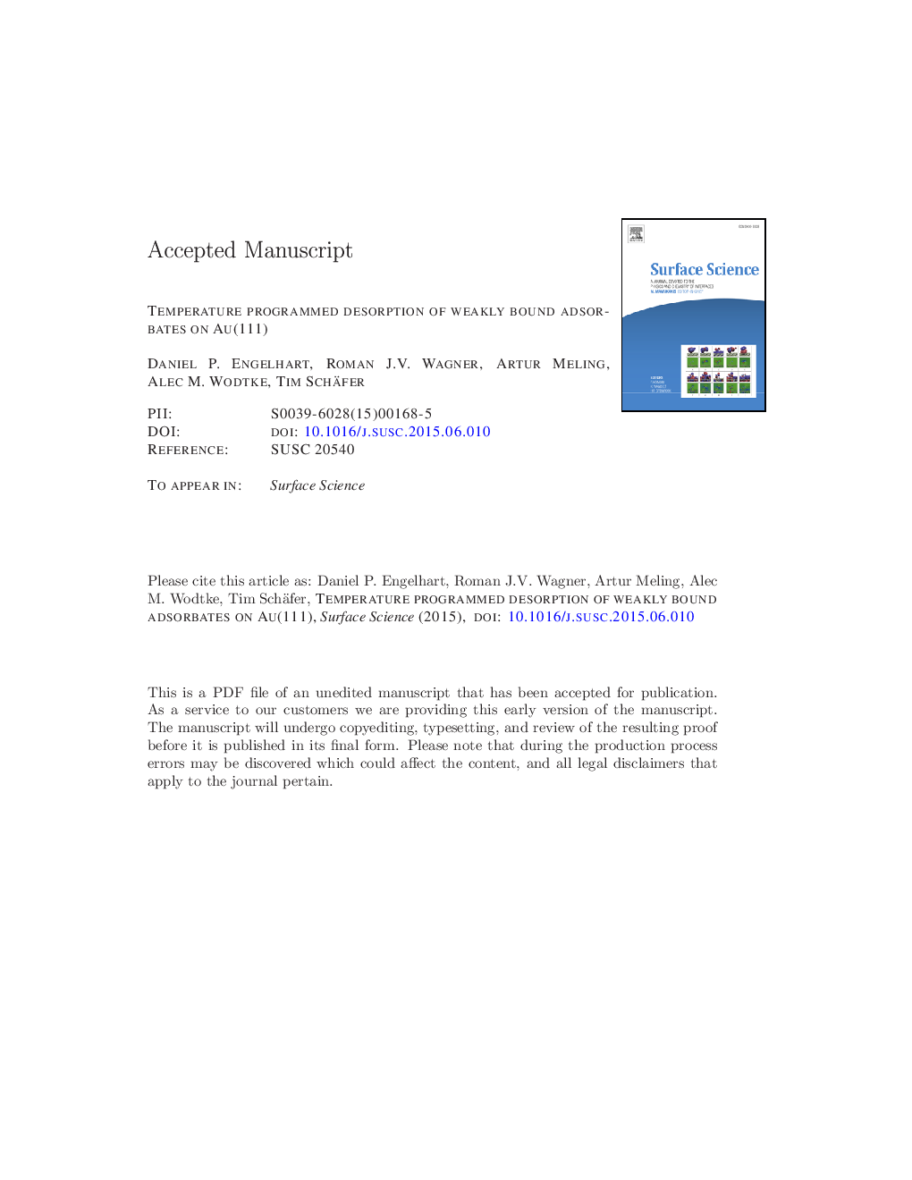 Temperature programmed desorption of weakly bound adsorbates on Au(111)