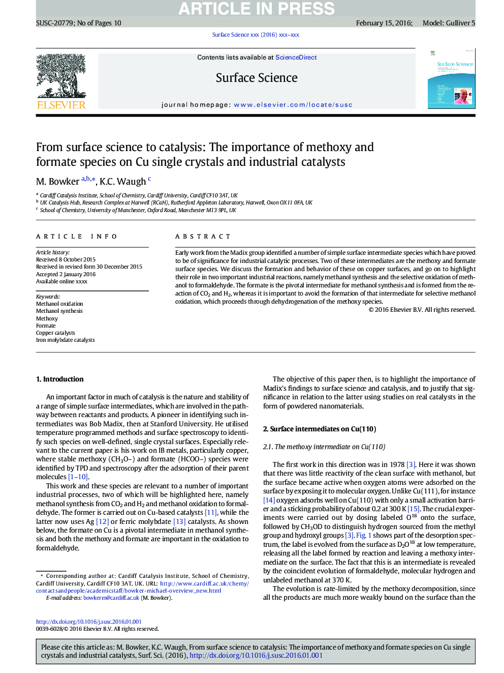 From surface science to catalysis: The importance of methoxy and formate species on Cu single crystals and industrial catalysts