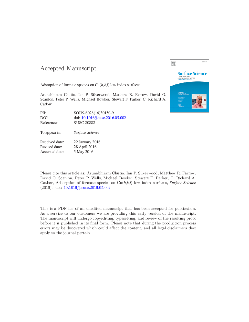 Adsorption of formate species on Cu(h,k,l) low index surfaces