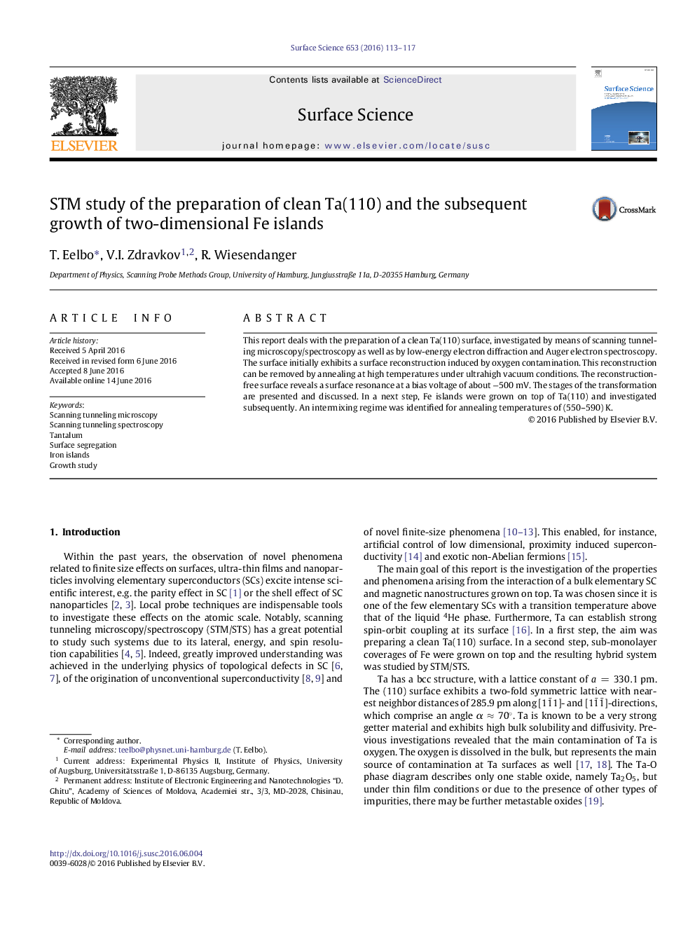 STM study of the preparation of clean Ta(110) and the subsequent growth of two-dimensional Fe islands