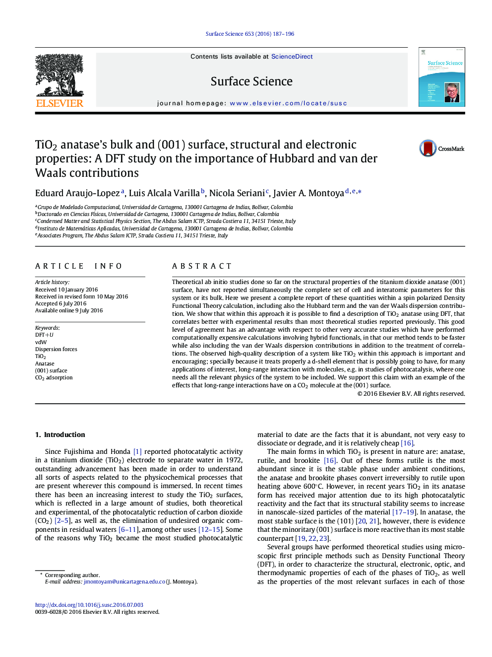 TiO2 anatase's bulk and (001) surface, structural and electronic properties: A DFT study on the importance of Hubbard and van der Waals contributions