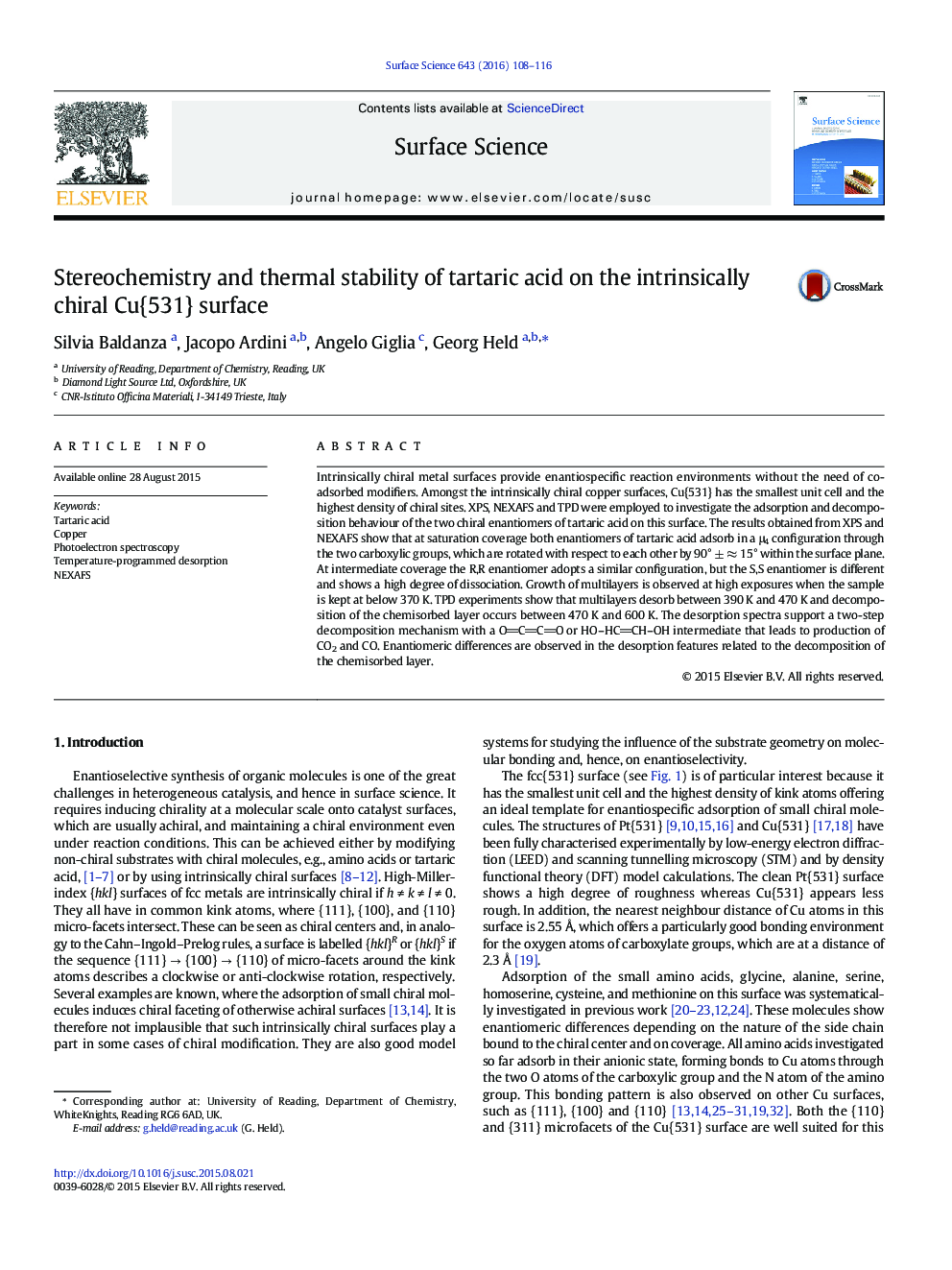 Stereochemistry and thermal stability of tartaric acid on the intrinsically chiral Cu{531} surface