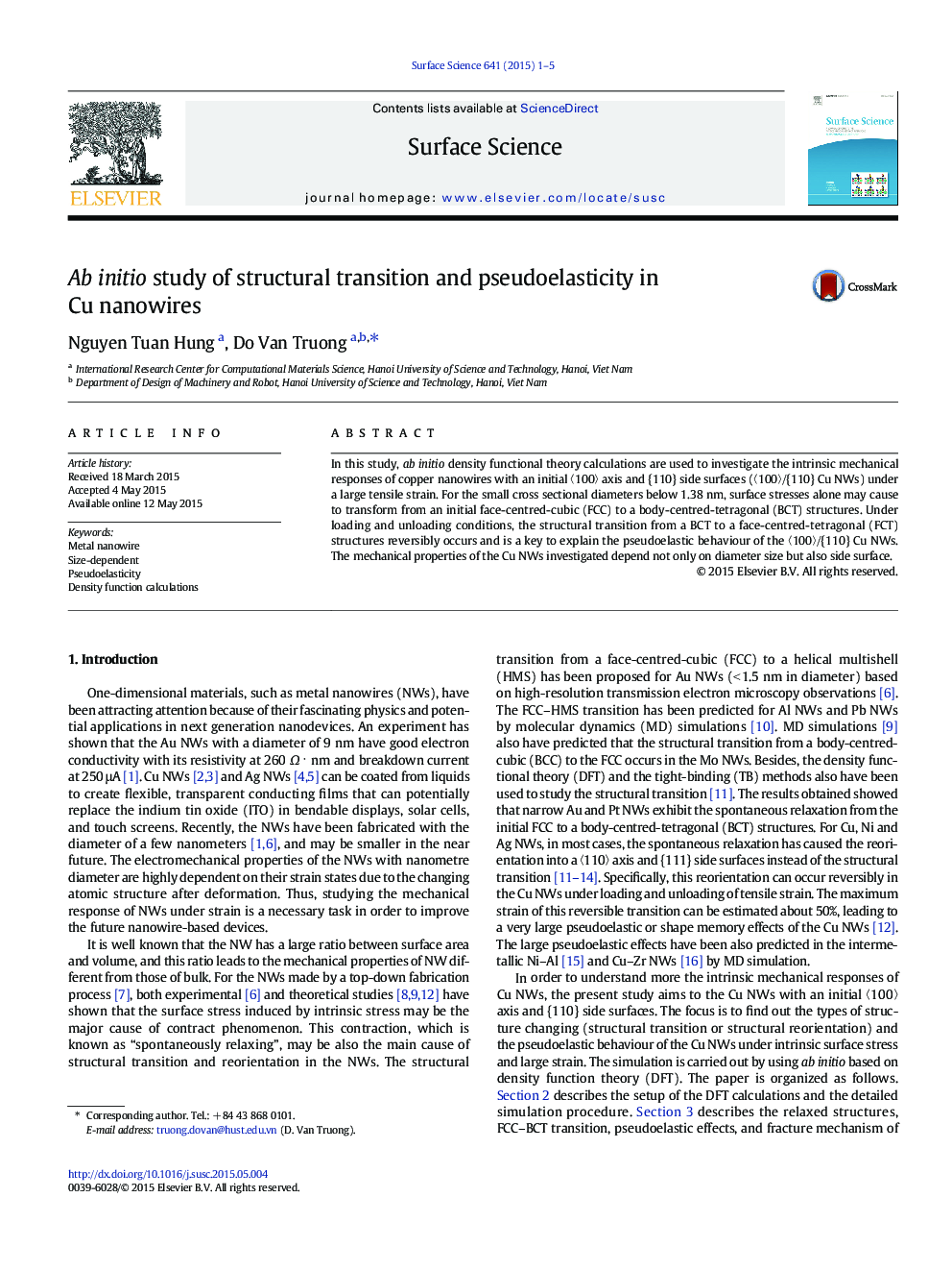 Ab initio study of structural transition and pseudoelasticity in Cu nanowires