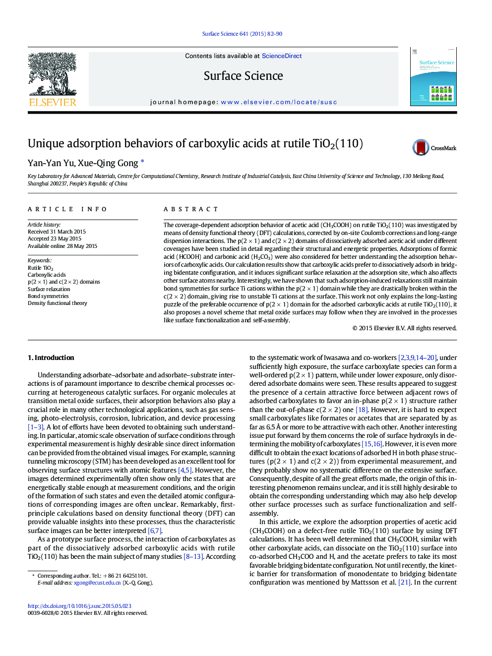 Unique adsorption behaviors of carboxylic acids at rutile TiO2(110)