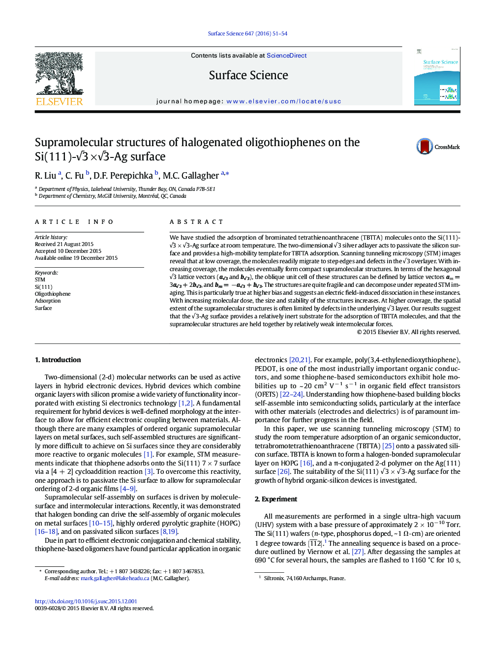 Supramolecular structures of halogenated oligothiophenes on the Si(111)-â3Â Ãâ3-Ag surface