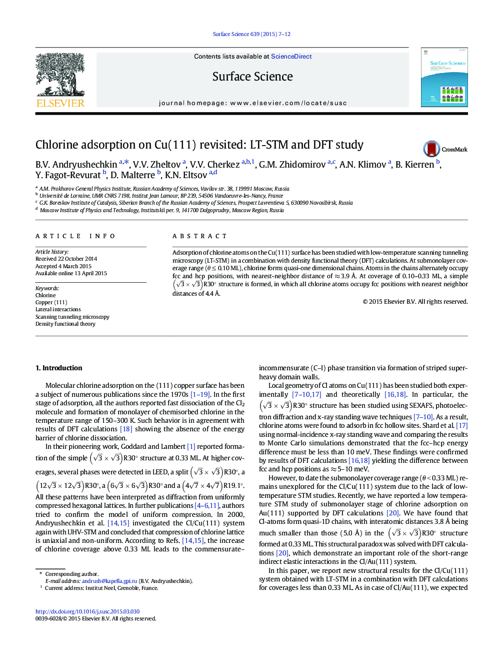 Chlorine adsorption on Cu(111) revisited: LT-STM and DFT study