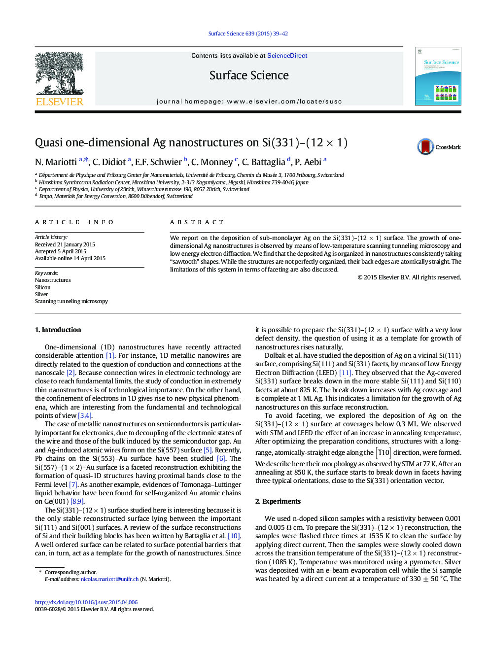 Quasi one-dimensional Ag nanostructures on Si(331)-(12Â ÃÂ 1)