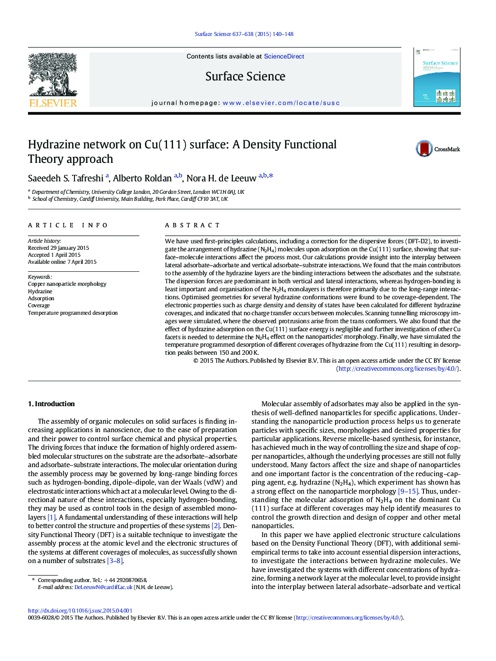 Hydrazine network on Cu(111) surface: A Density Functional Theory approach