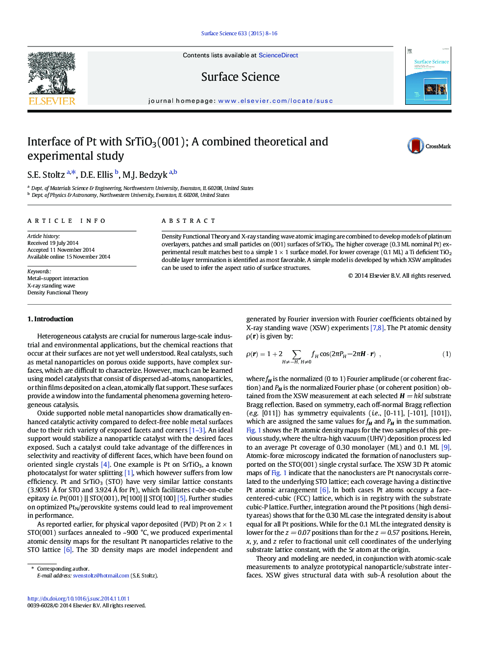 Interface of Pt with SrTiO3(001); A combined theoretical and experimental study