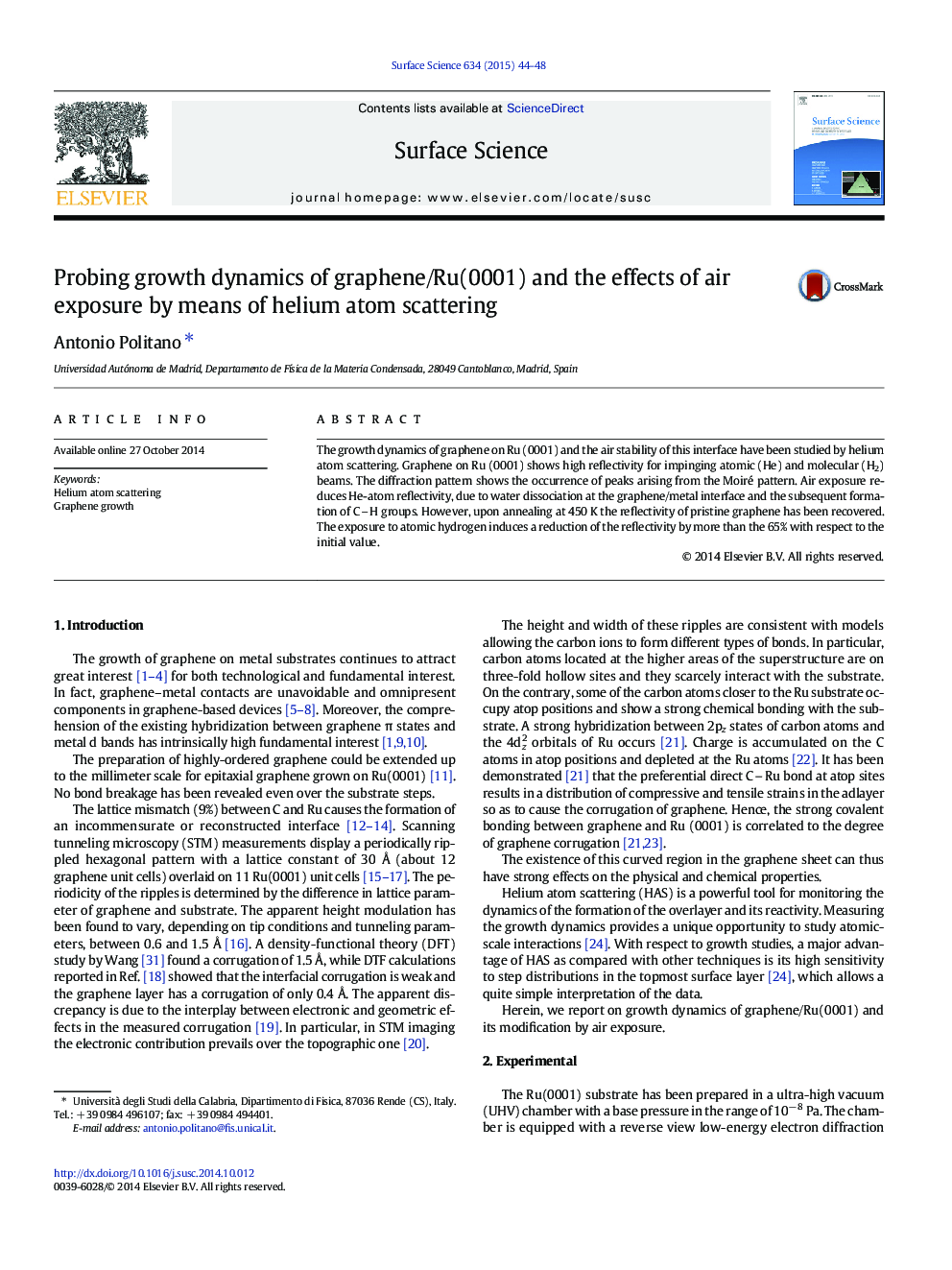 Probing growth dynamics of graphene/Ru(0001) and the effects of air exposure by means of helium atom scattering