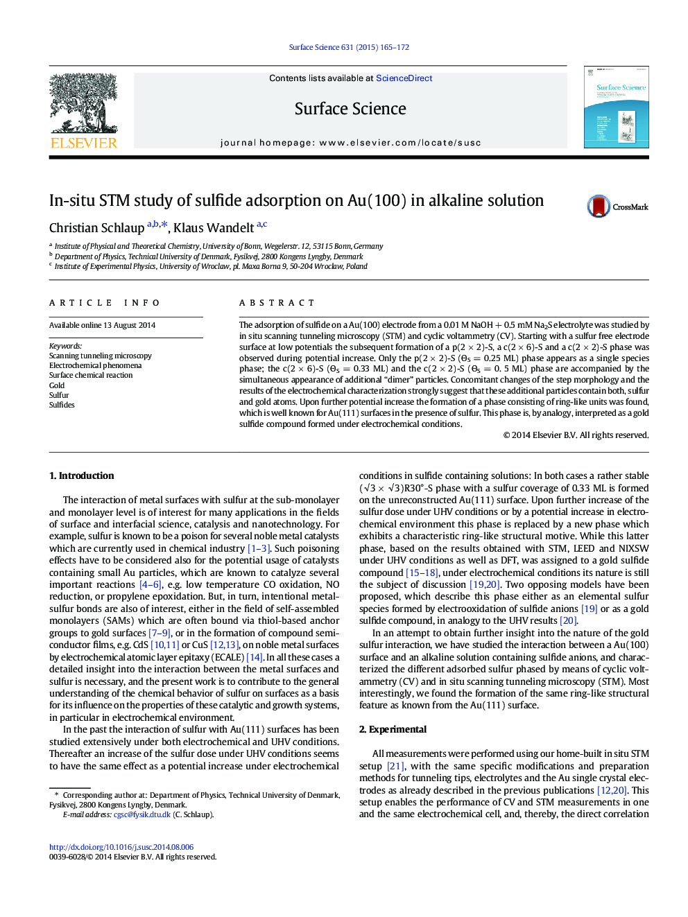 In-situ STM study of sulfide adsorption on Au(100) in alkaline solution