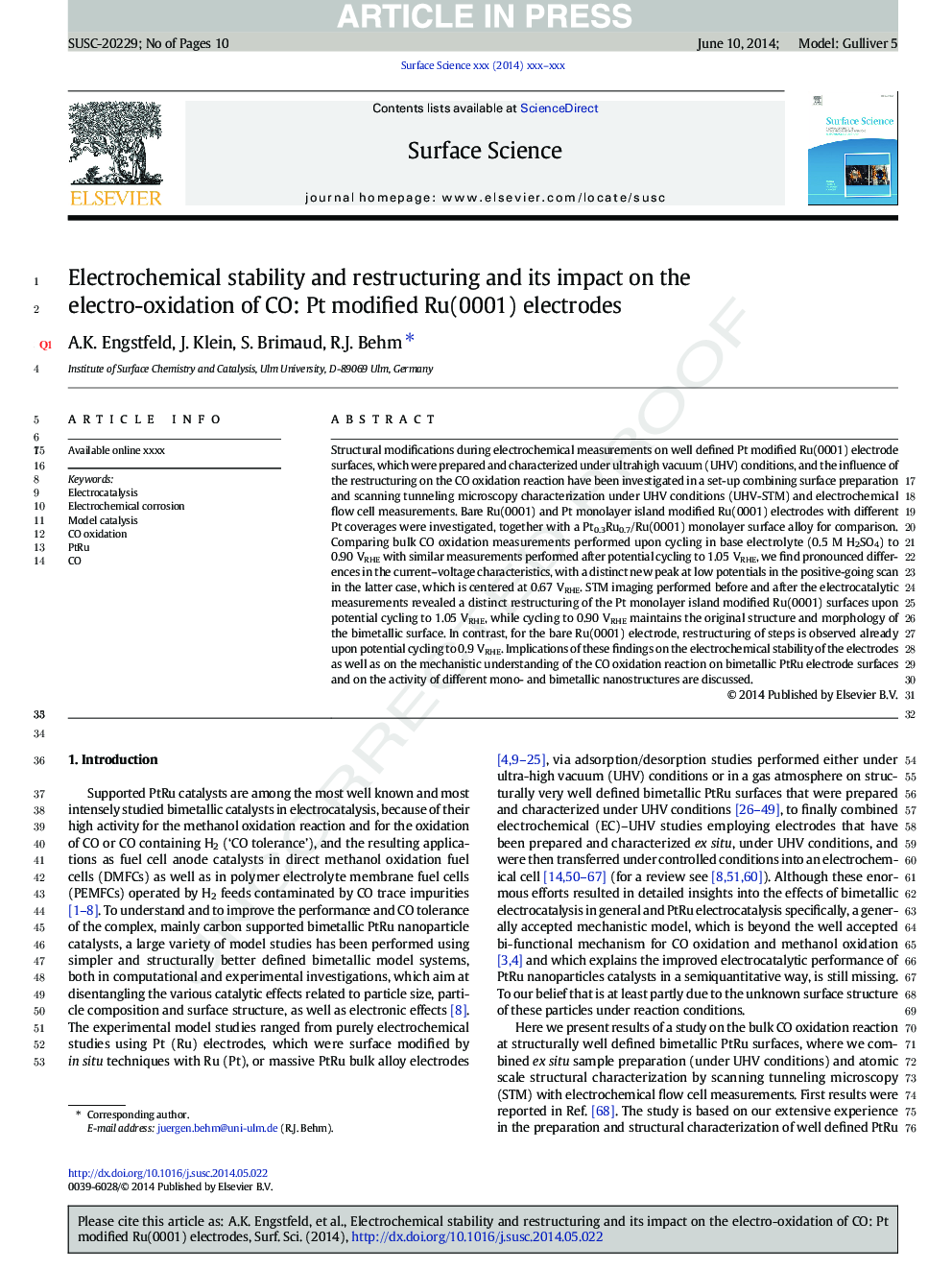 Electrochemical stability and restructuring and its impact on the electro-oxidation of CO: Pt modified Ru(0001) electrodes