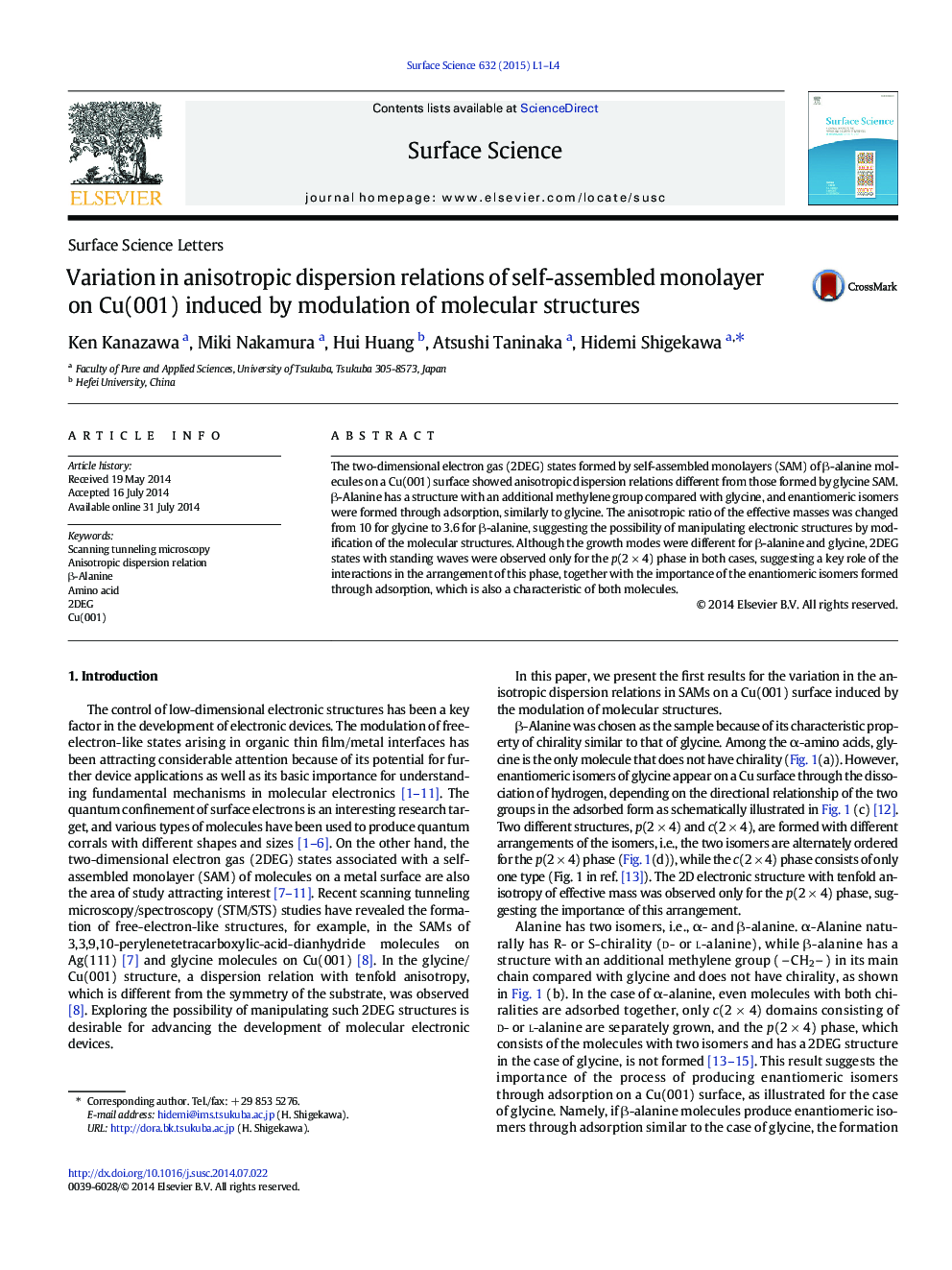 Variation in anisotropic dispersion relations of self-assembled monolayer on Cu(001) induced by modulation of molecular structures