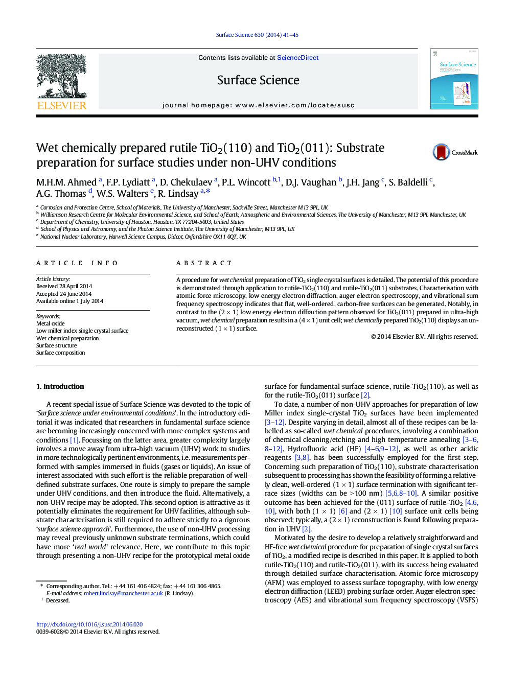 Wet chemically prepared rutile TiO2(110) and TiO2(011): Substrate preparation for surface studies under non-UHV conditions