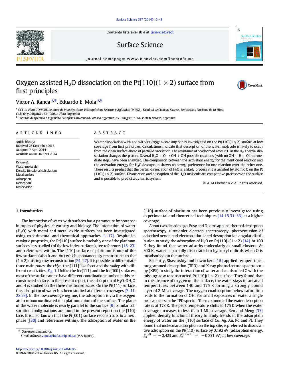 Oxygen assisted H2O dissociation on the Pt{110}(1Â ÃÂ 2) surface from first principles