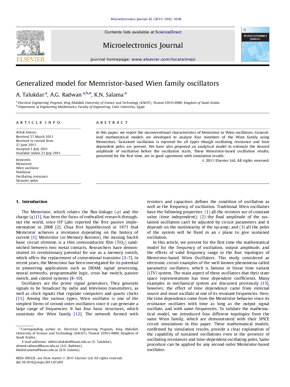 Generalized model for Memristor-based Wien family oscillators