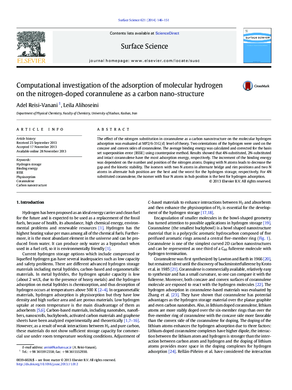 Computational investigation of the adsorption of molecular hydrogen on the nitrogen-doped corannulene as a carbon nano-structure