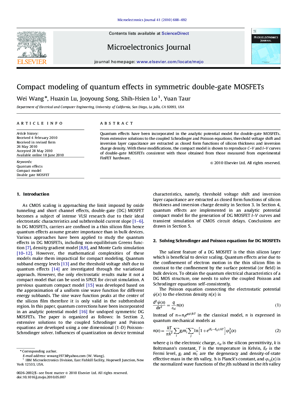 Compact modeling of quantum effects in symmetric double-gate MOSFETs