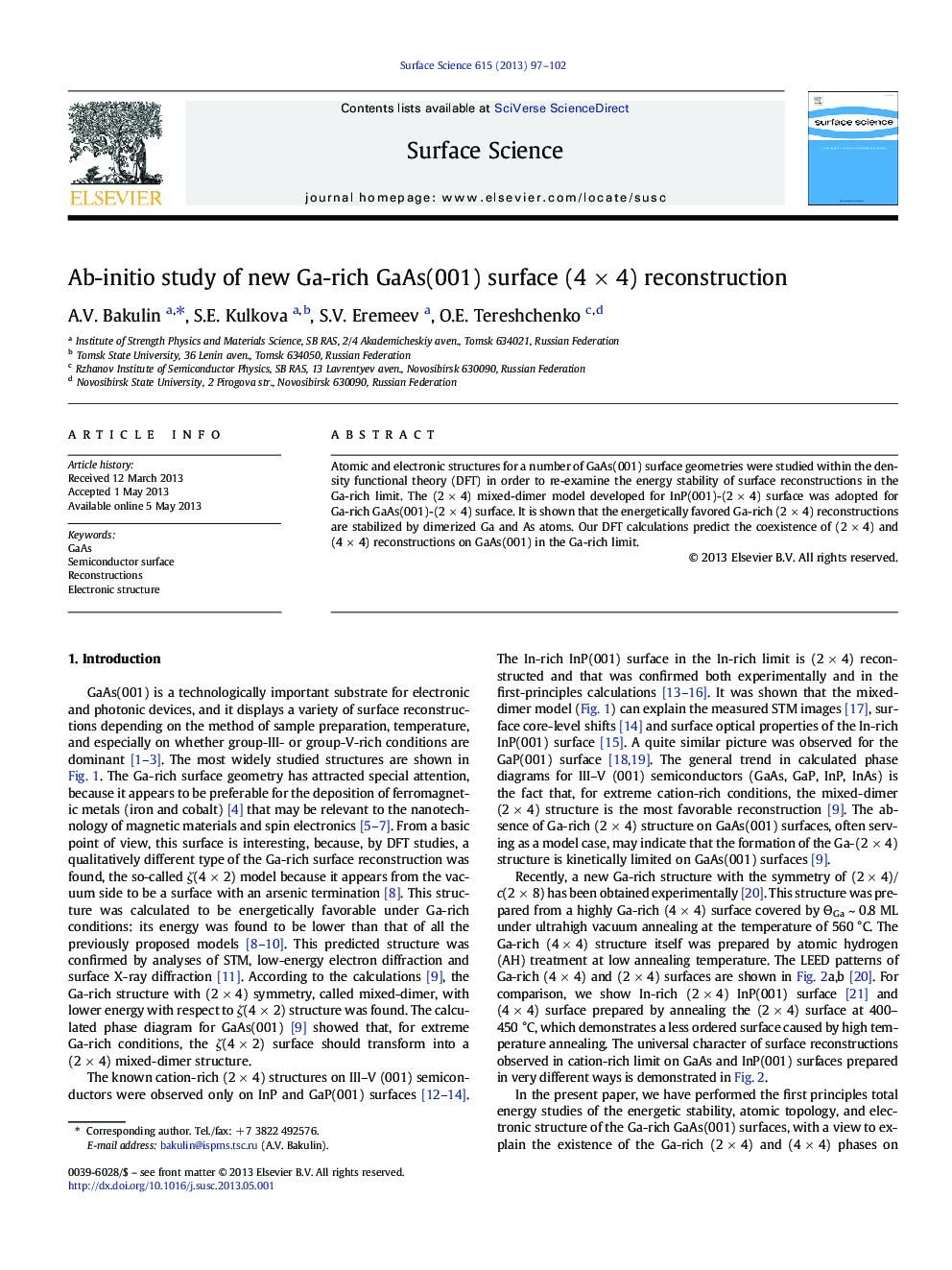 Ab-initio study of new Ga-rich GaAs(001) surface (4Â ÃÂ 4) reconstruction