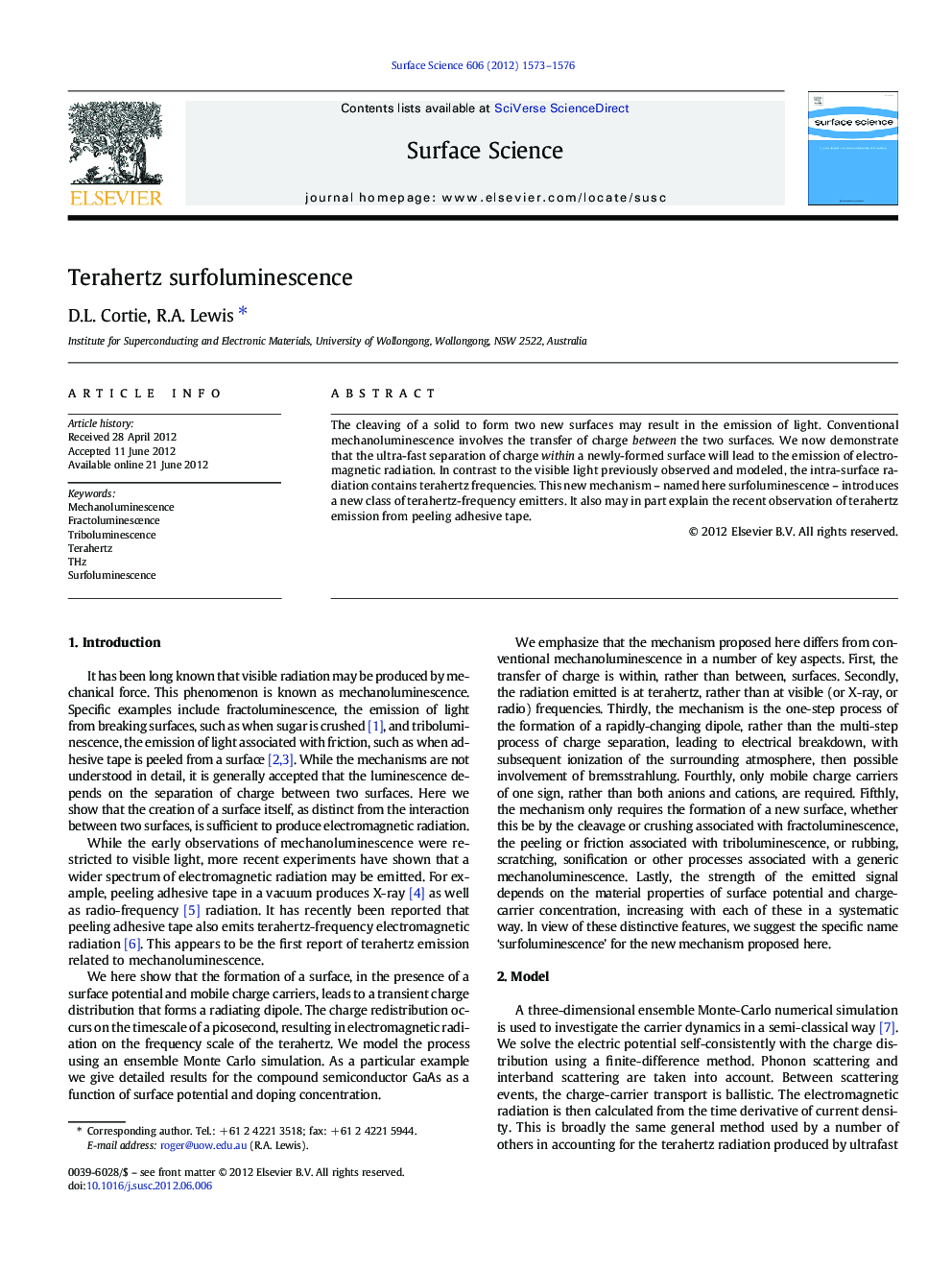 Terahertz surfoluminescence