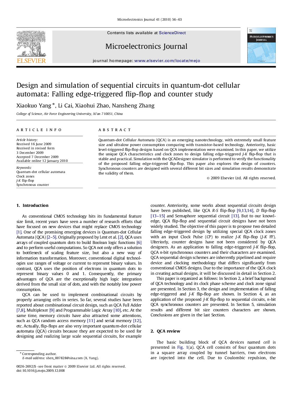 Design and simulation of sequential circuits in quantum-dot cellular automata: Falling edge-triggered flip-flop and counter study