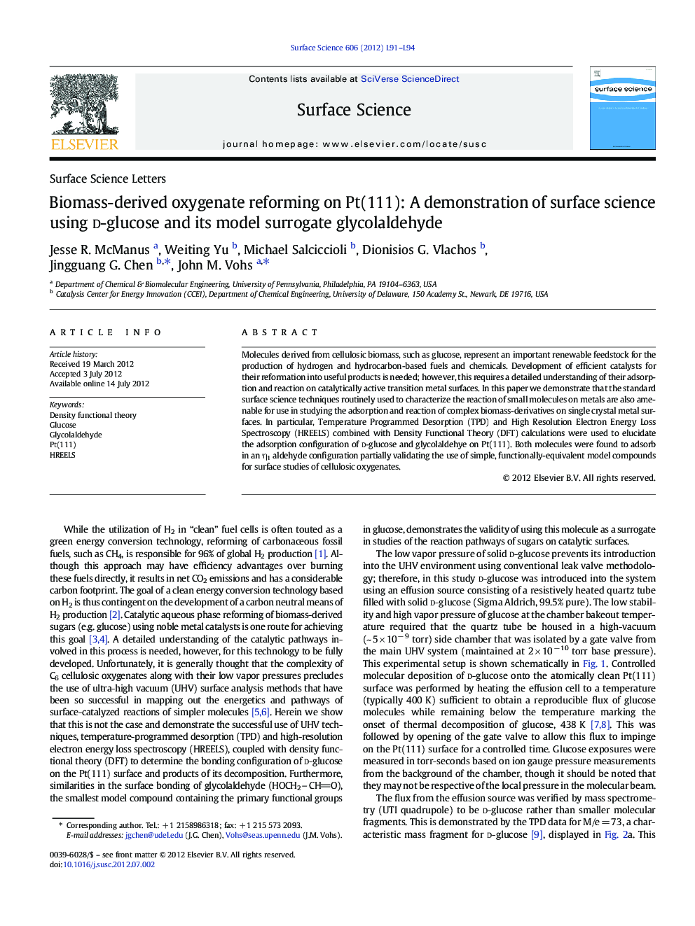 Biomass-derived oxygenate reforming on Pt(111): A demonstration of surface science using d-glucose and its model surrogate glycolaldehyde