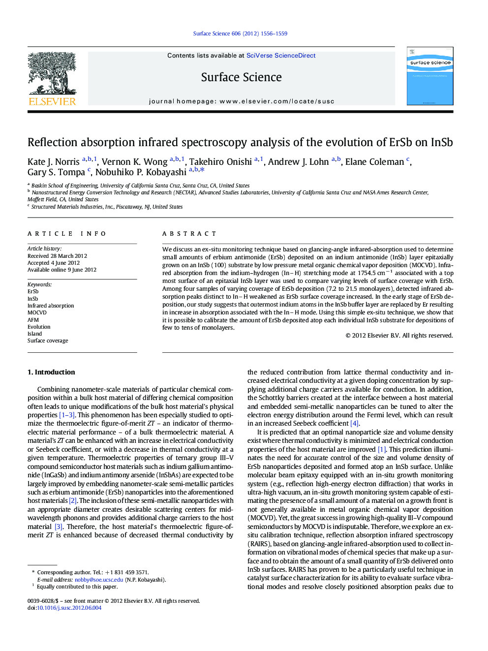 Reflection absorption infrared spectroscopy analysis of the evolution of ErSb on InSb