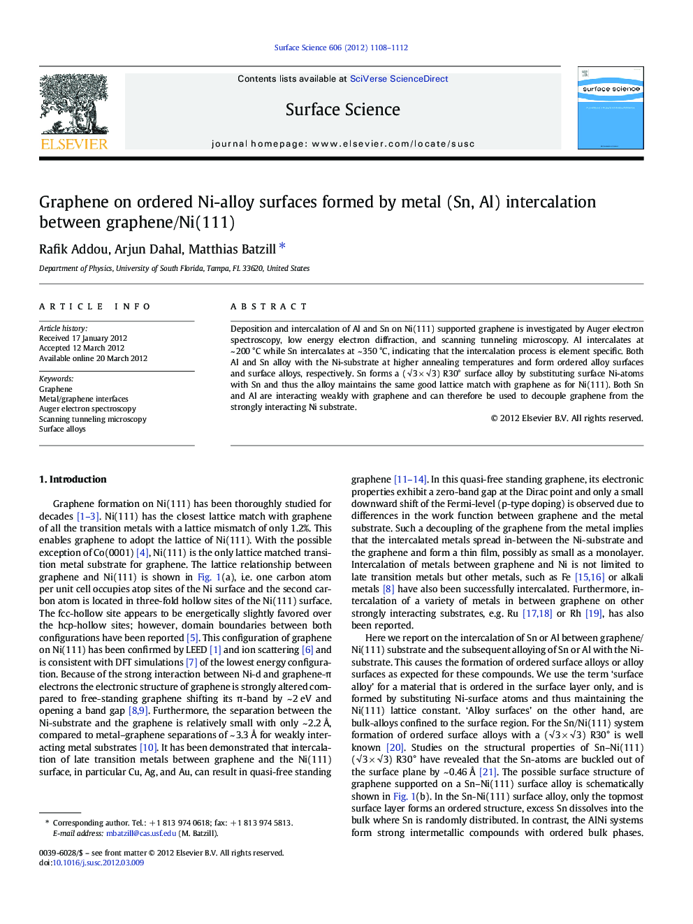 Graphene on ordered Ni-alloy surfaces formed by metal (Sn, Al) intercalation between graphene/Ni(111)