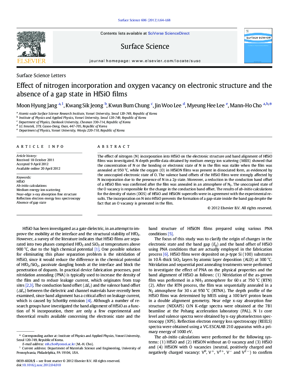 Effect of nitrogen incorporation and oxygen vacancy on electronic structure and the absence of a gap state in HfSiO films