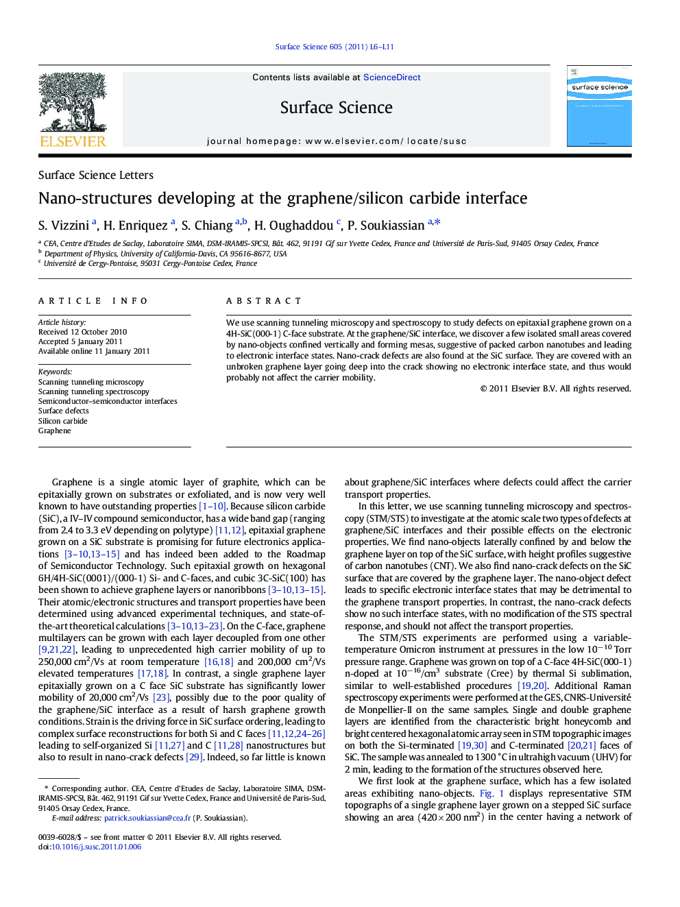 Nano-structures developing at the graphene/silicon carbide interface