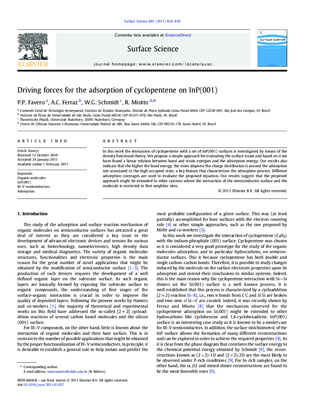 Driving forces for the adsorption of cyclopentene on InP(001)