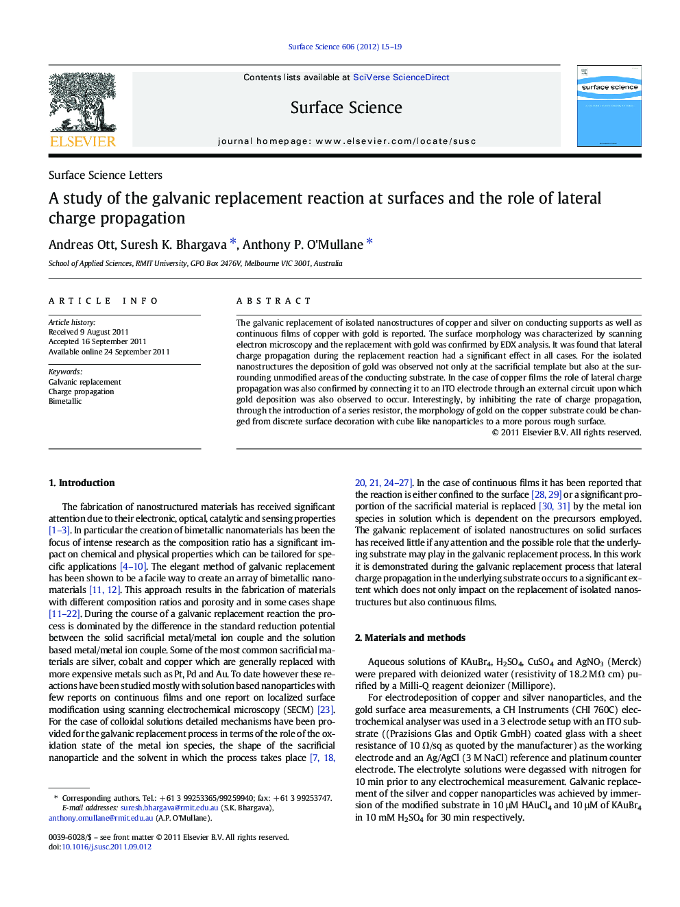 A study of the galvanic replacement reaction at surfaces and the role of lateral charge propagation