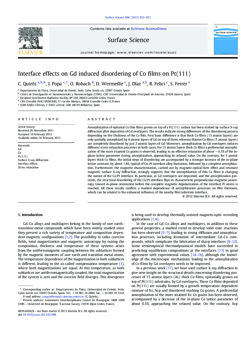 Interface effects on Gd induced disordering of Co films on Pt(111)