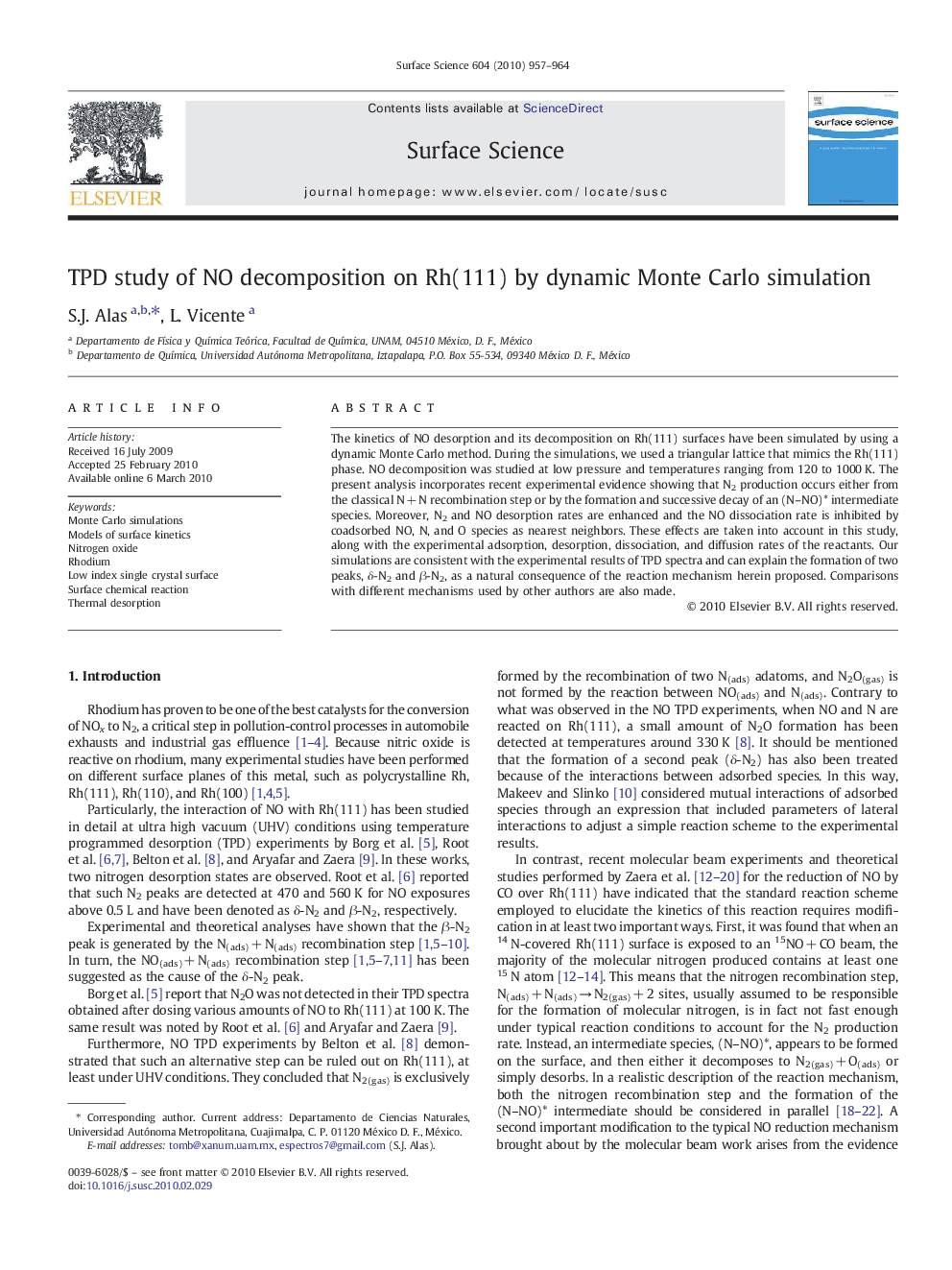 TPD study of NO decomposition on Rh(111) by dynamic Monte Carlo simulation