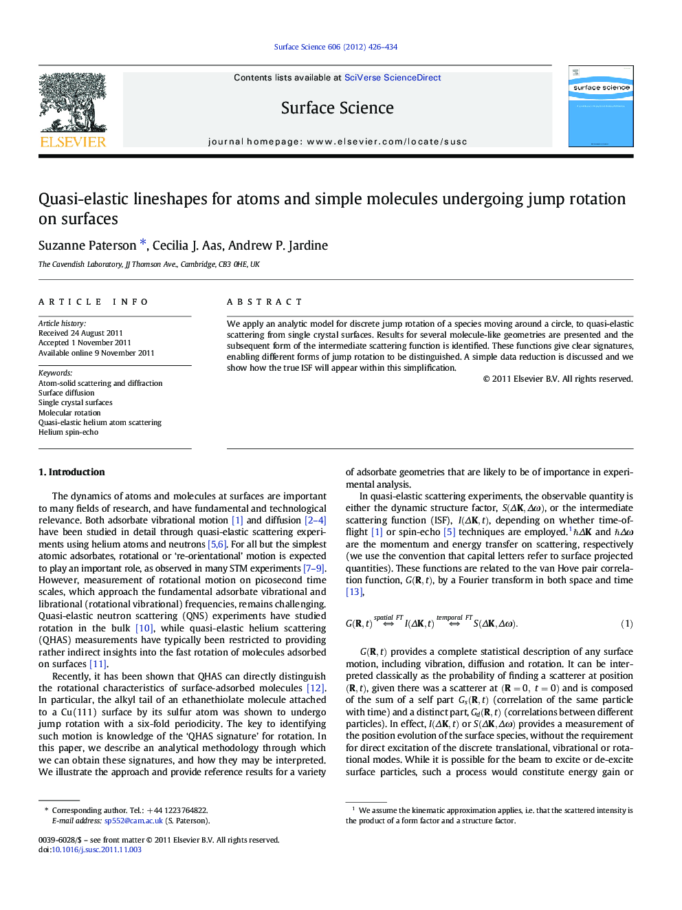 Quasi-elastic lineshapes for atoms and simple molecules undergoing jump rotation on surfaces