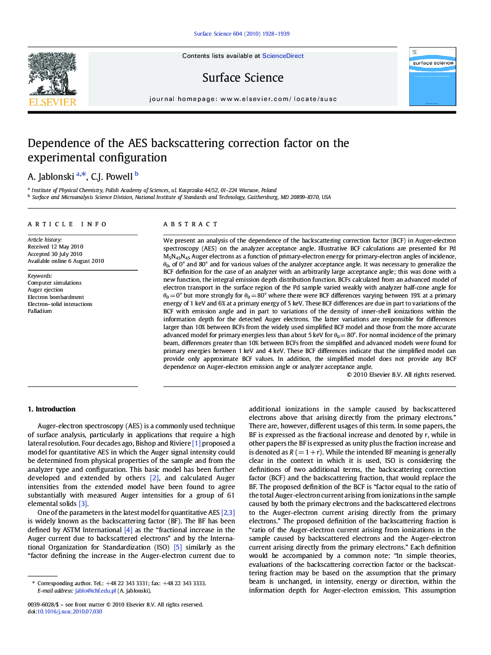 Dependence of the AES backscattering correction factor on the experimental configuration